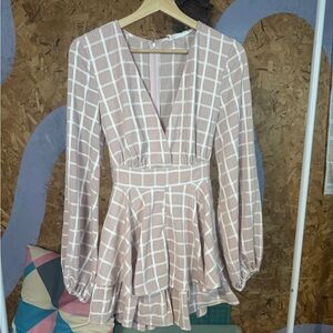 L'ATISTE Pink and White Checkered Jumpsuit